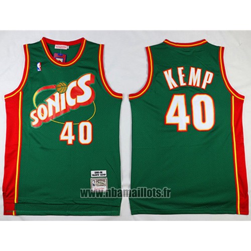 Maillot Seattle Supersonics Shawn Kemp No 40 Historic Retro Vert